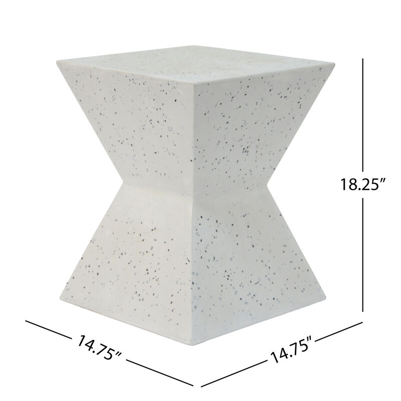 Merax White Terrazzo Finish Prismatic Symmetry Concrete Side Table