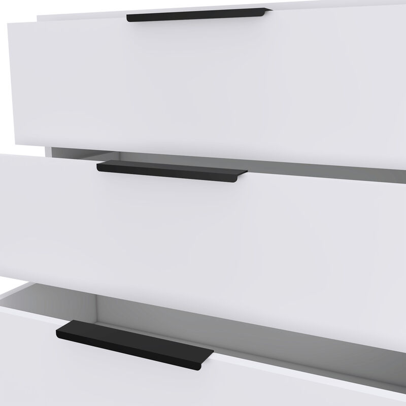 DEPOT E-SHOP Egeo 3 Drawers Dresser, Superior Top, White