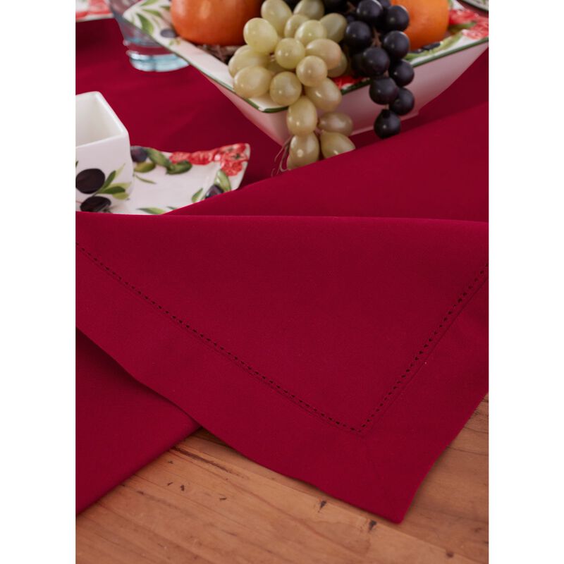 Solino Home Cotton Linen Hemstitch Tablecloth for Thanksgiving, Christmas