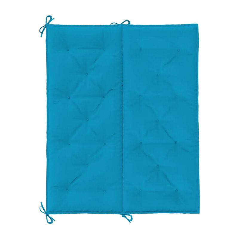 Claire Outdoor Cushion for Bench, 47 Inch Button Tufted Blue Fabric - Benzara