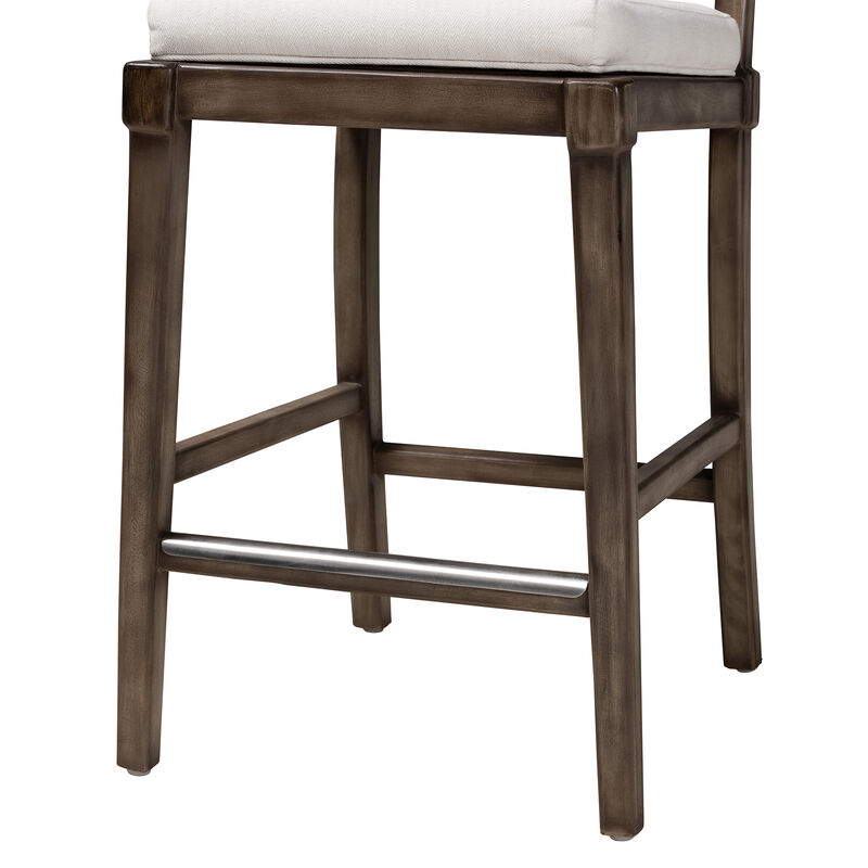 Bali & Pari Porsha Modern Dark Brown Finished Mahogany Wood and Natural Counter Stool