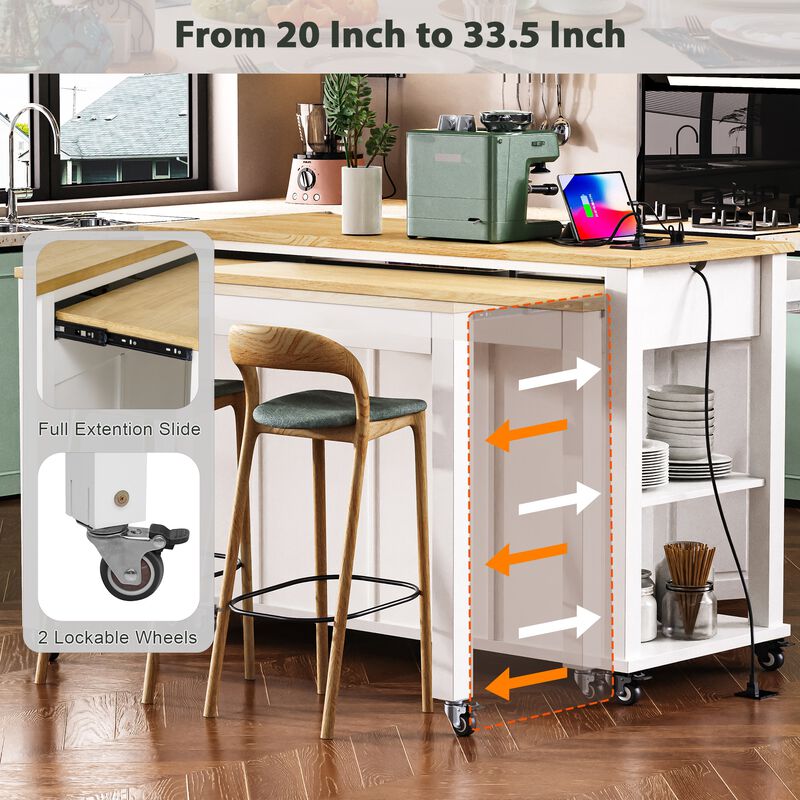 Merax Kitchen Island with Extendable Dining Table