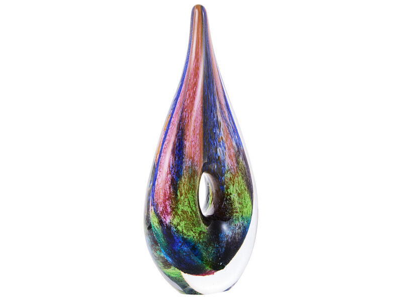 Hand Blown Abstract Hollow Tear Drop Sommerso Art Glass Sculpture