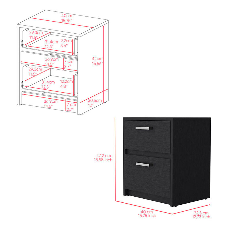 Nightstand Chequered, Bedroom, Black