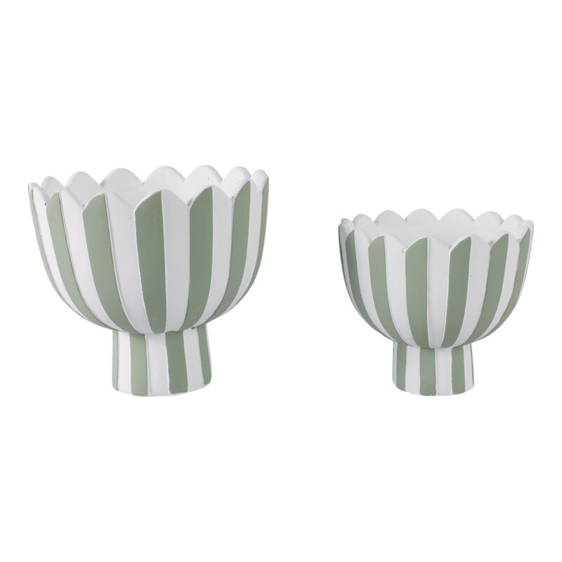 Scallop Edge Striped Planters Set