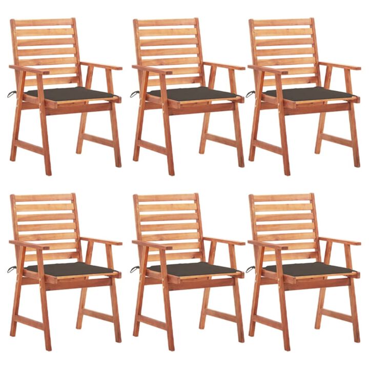 vidaXL Outdoor Dining Chairs 6 pcs with Cushions Solid Acacia Wood
