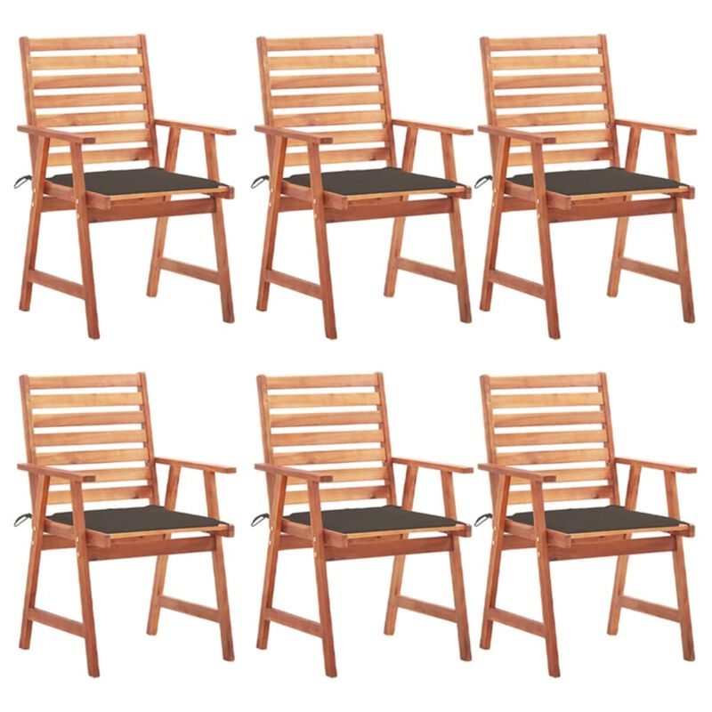 vidaXL Outdoor Dining Chairs 6 pcs with Cushions Solid Acacia Wood