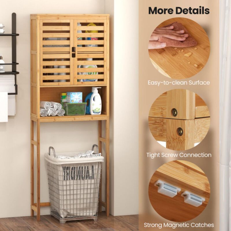 Hivvago Bamboo Over The Toilet Storage Cabinet Bathroom with Adjustable Shelf