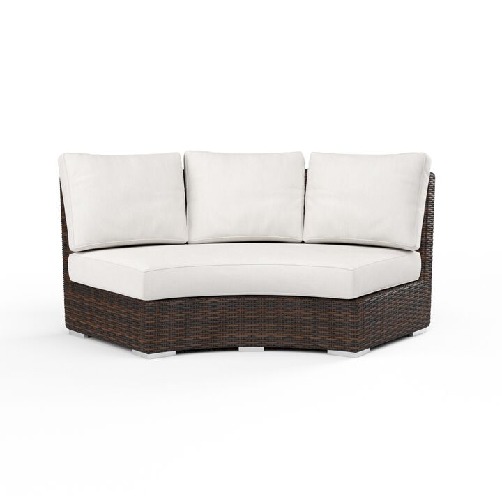 Montecito Curved Loveseat in Canvas Flax w/ Self Welt