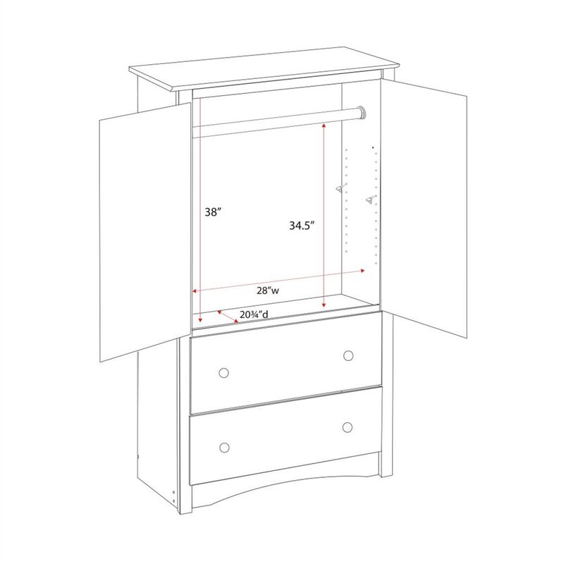 Prepac Black Sonoma 2 Door Armoire