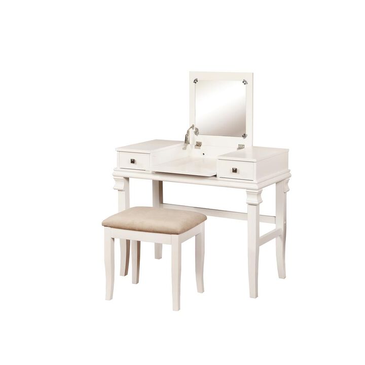 Linon Angela White Vanity Set