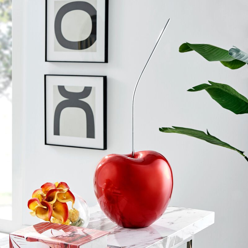 Cherry Sculpture Bright Red Resin Handmade 25" Tall