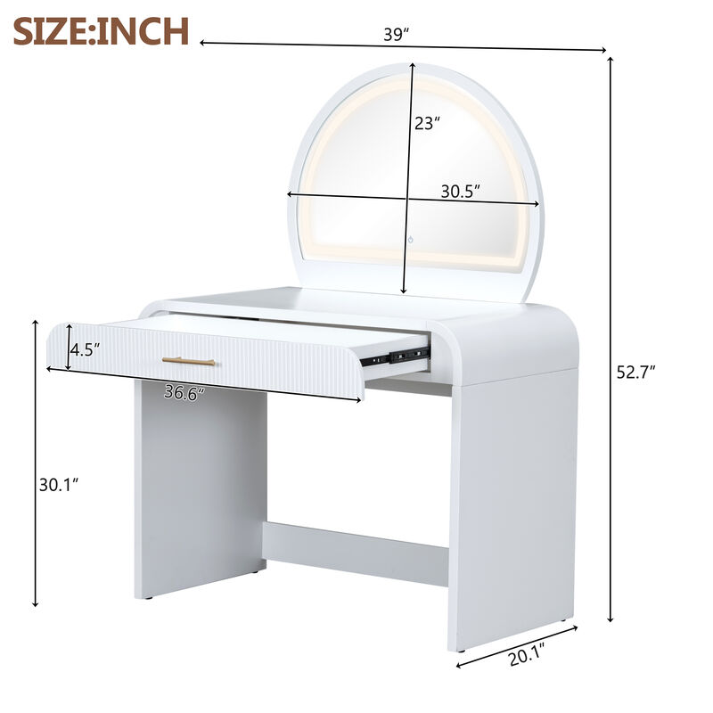 Merax Makeup Vanity Table with Touch Screen Lighted Mirror
