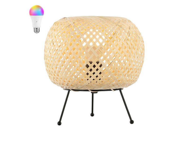 Palma Bohemian Rustic Iron/Rattan LED Mini Table Lamp with Smart Bulb