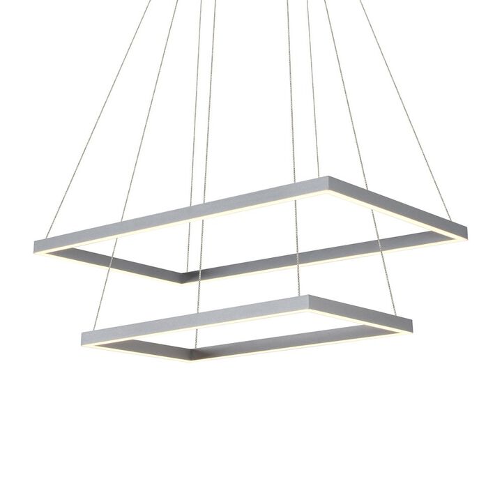 VONN Lighting Integrated LED Chandelier Height Adjustable Two-Tier Pendant Light in Silver