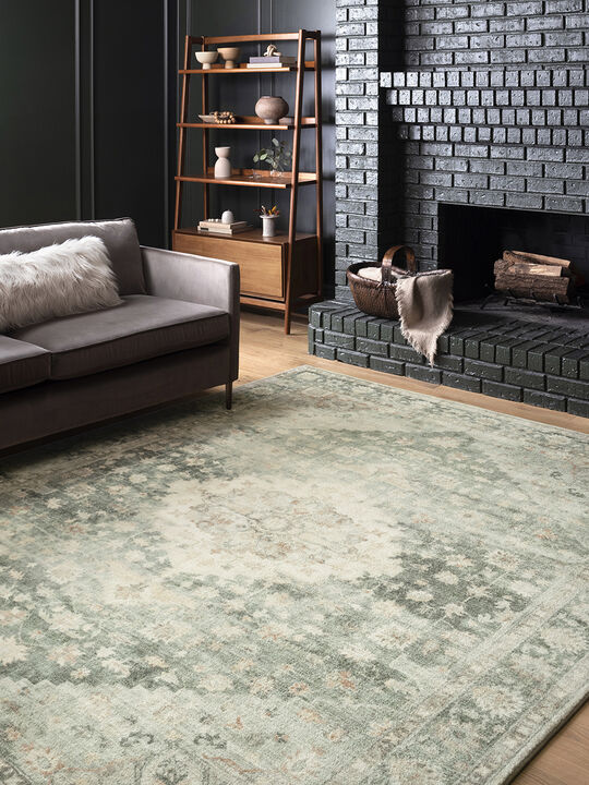 Rosette ROS08 Teal/Ivory 18" x 18" Sample Rug