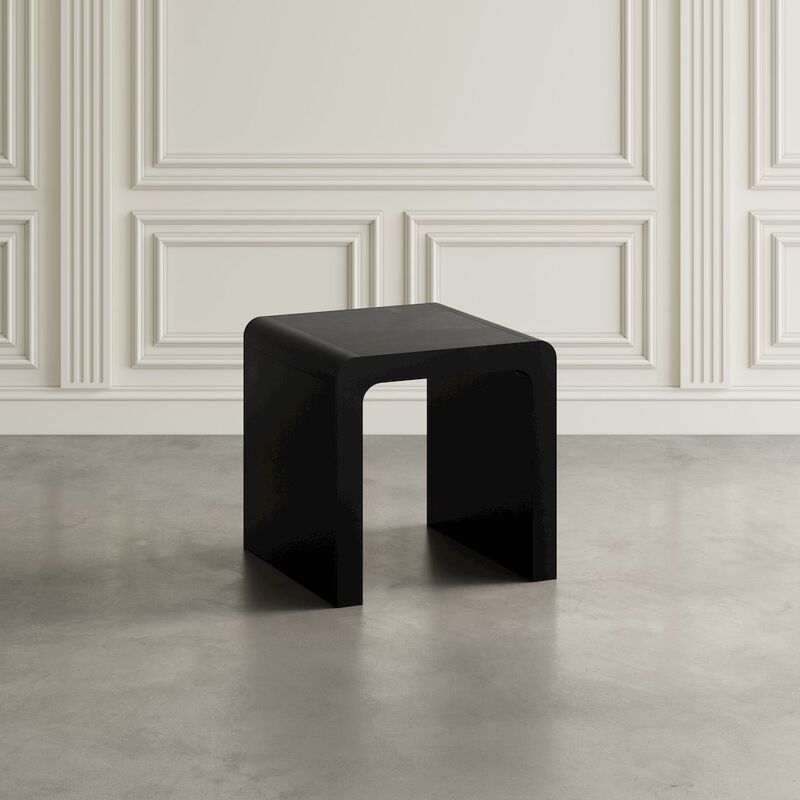 Jofran Brooklyn Mid-Century Modern Solid Wood Square Waterfall Curved End Table