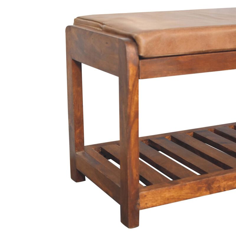 Artisan Furniture Solid Wood Small Buffalo Slatted Hallway Bench