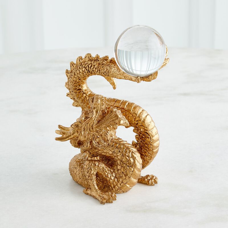 Dragon Holding Sphere-Gold