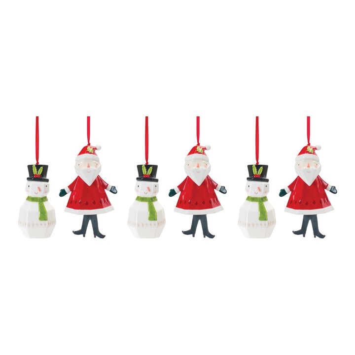 Whimsical Santa And Snowman Ornament (Set of 6)