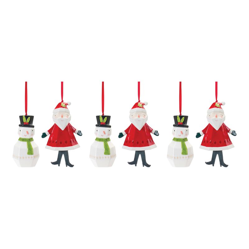 Whimsical Santa And Snowman Ornament (Set of 6)