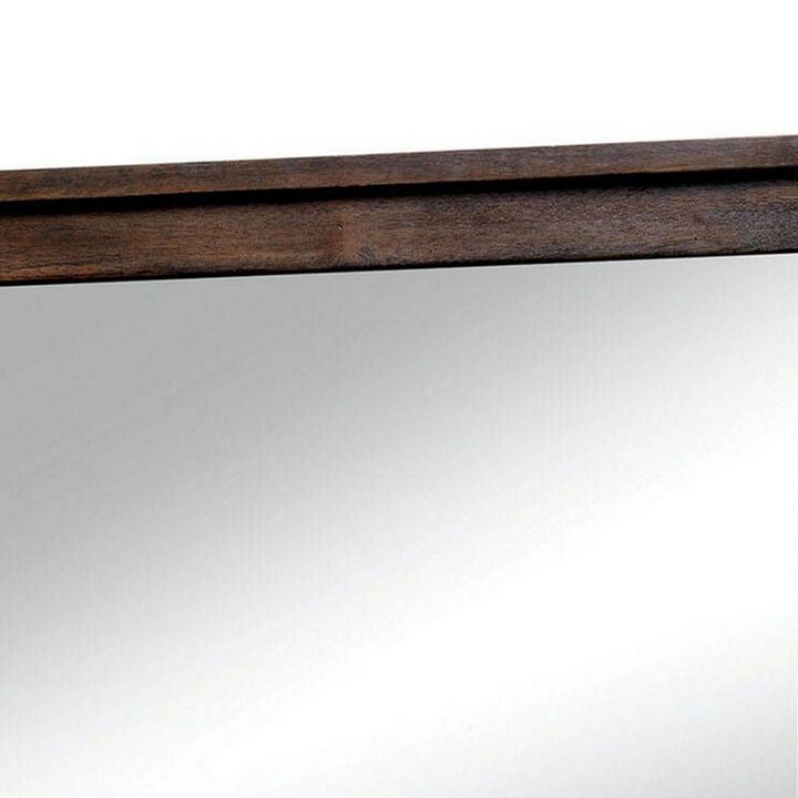 Elkton Transitional Style Mirror , Oak Finish-Benzara