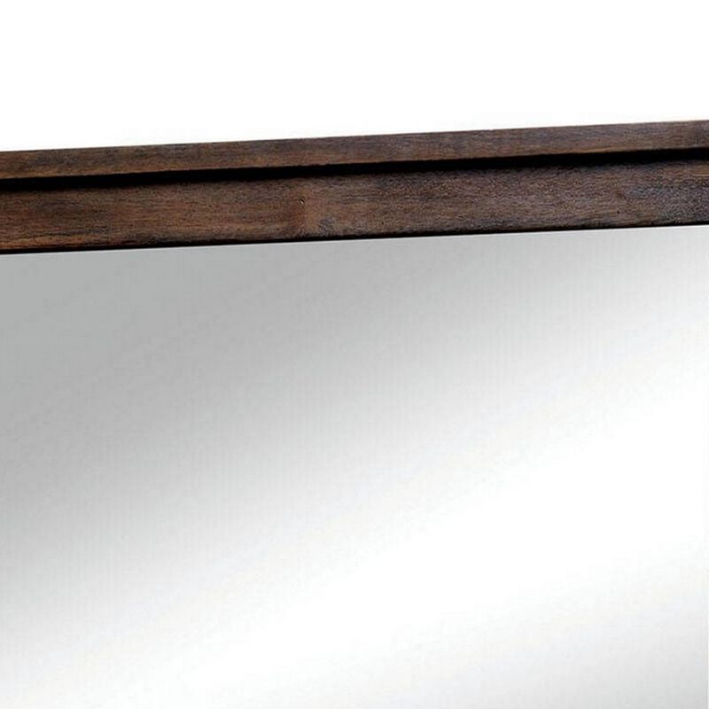 Elkton Transitional Style Mirror , Oak Finish-Benzara