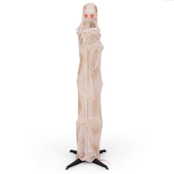 Hivvago 6FT Halloween Animated Standing Mummy with LED Red Glowing Eyes