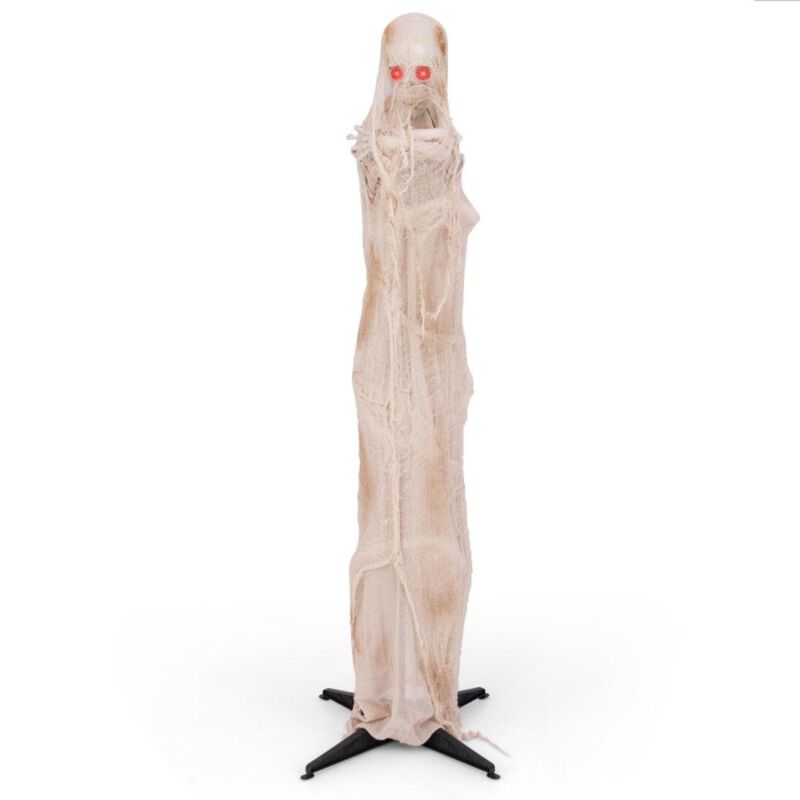 Hivvago 6FT Halloween Animated Standing Mummy with LED Red Glowing Eyes