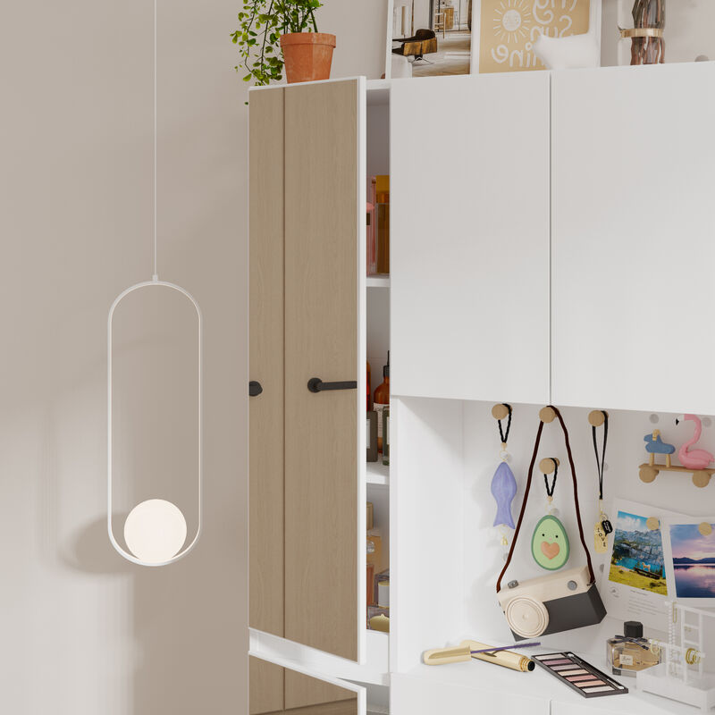 FUFU&GAGA Modern Wardrobe – E0 MDF Construction with White Laminate Finish , (29.6" L x 10.1" W x 70.9" H), White