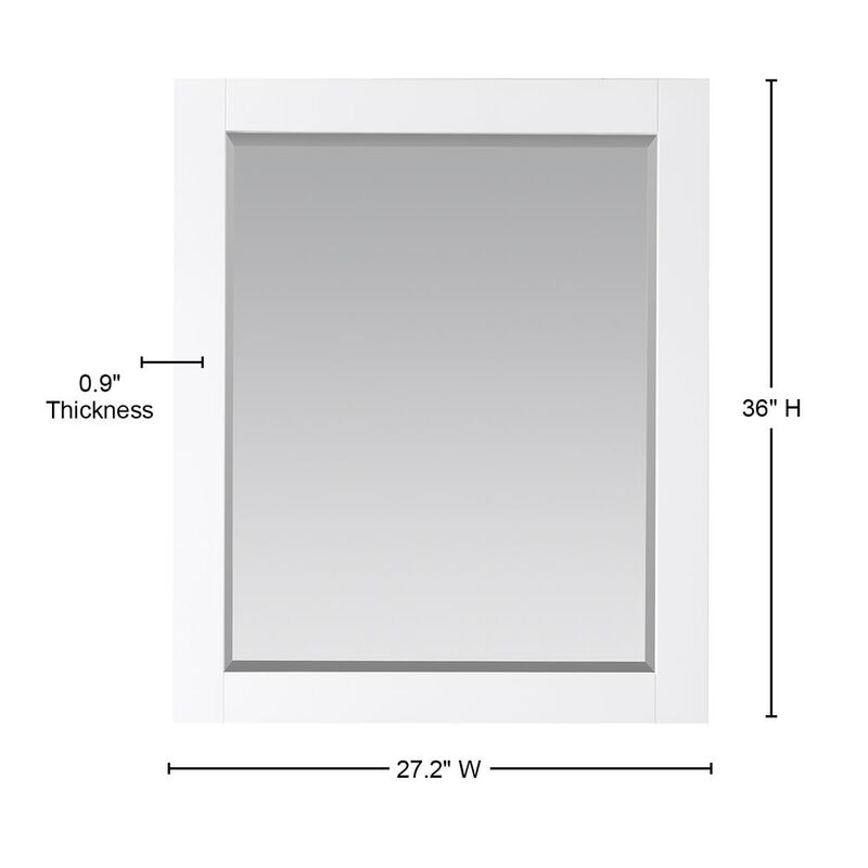 Altair 28 Rectangular Bathroom Wood Framed Wall Mirror in White
