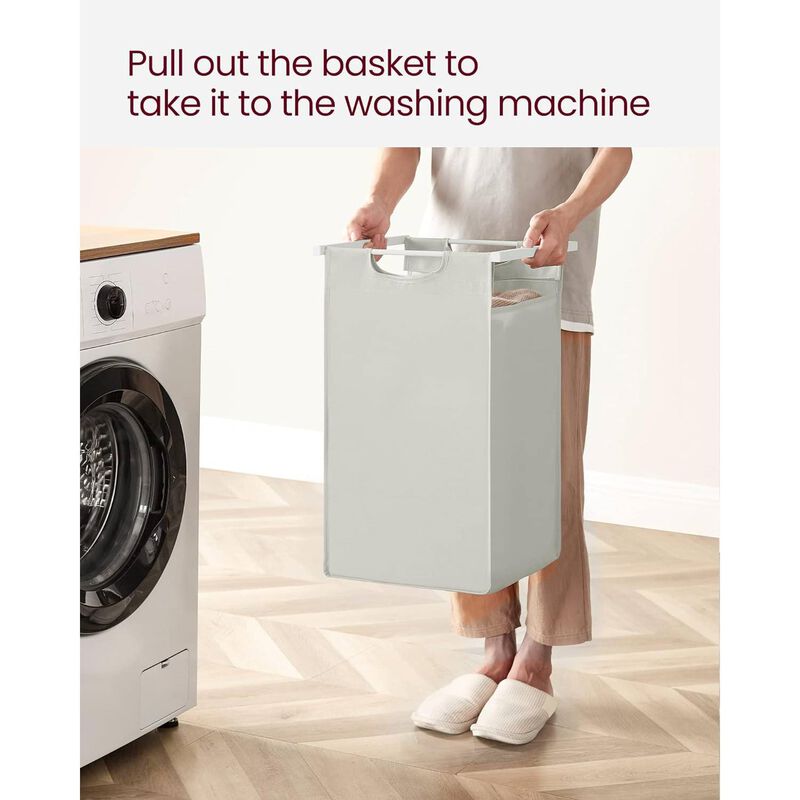 2-Basket Laundry Hamper Sorter With Removable Bags and Top Storage Shelf