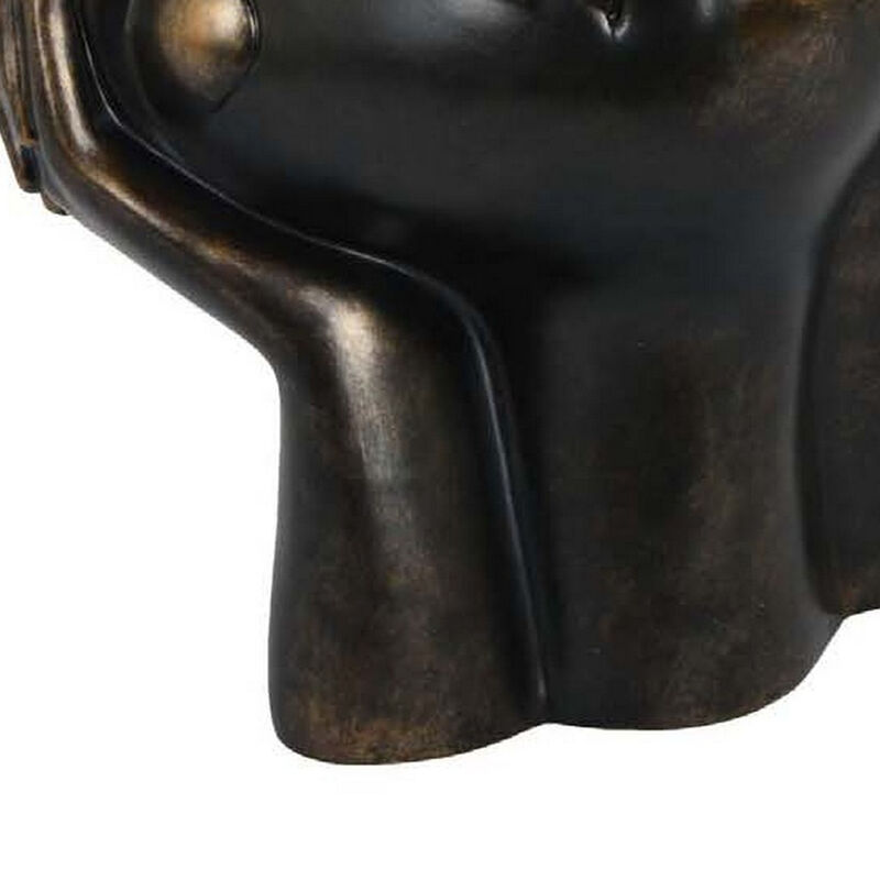16 Inch Accent Table Decor, Bronze Resin, Artistic Gesturing Human Design - Benzara
