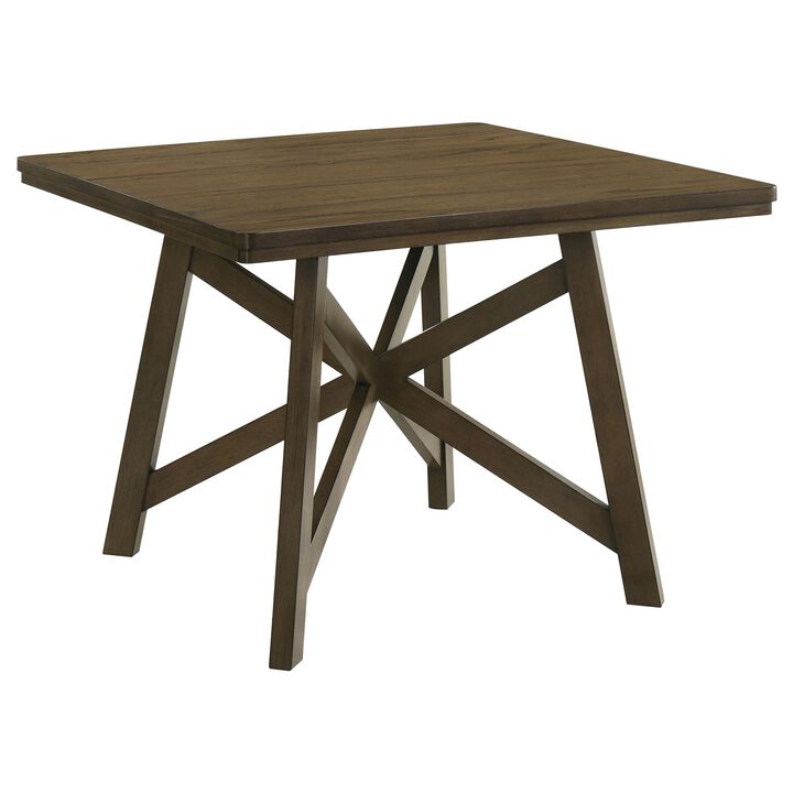 Kana Counter Height Dining Table, Brown Wood, Square 47 Inch Top - Benzara