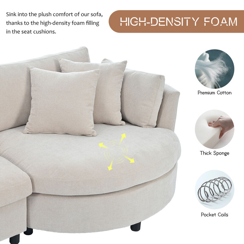 Merax Modern Fabric Sofa with Three Pillows
