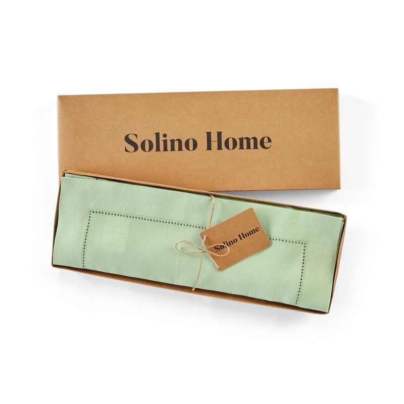 Solino Home 100% Pure Linen Placemats Set of 4 - 14 x 19 Inch | Classic Hemstitch