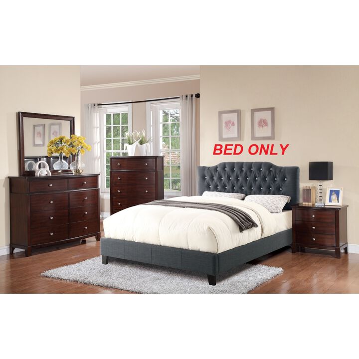 Modern Gorgeous Polyfiber Tufted Queen Size Bed 1 Piece Bed Frame Upholstered Headboard