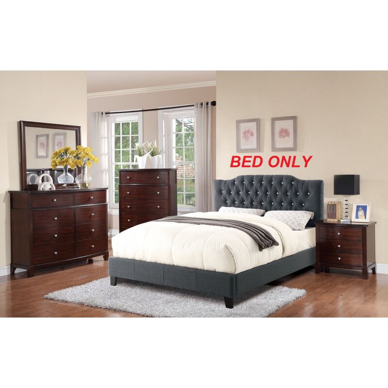 Modern Gorgeous Polyfiber Tufted Queen Size Bed 1 Piece Bed Frame Upholstered Headboard