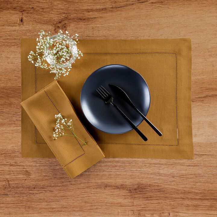 Solino Home 100% Pure Linen Dinner Napkins 20 x 20 Inch Set of 4 | Classic Hemstitch