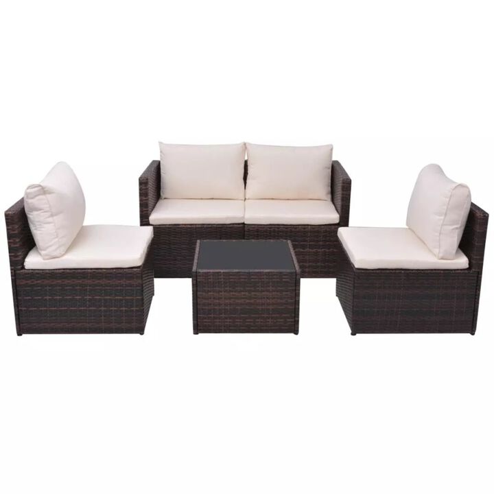 vidaXL Garden Sofa Set 13 Pieces Poly Rattan Brown