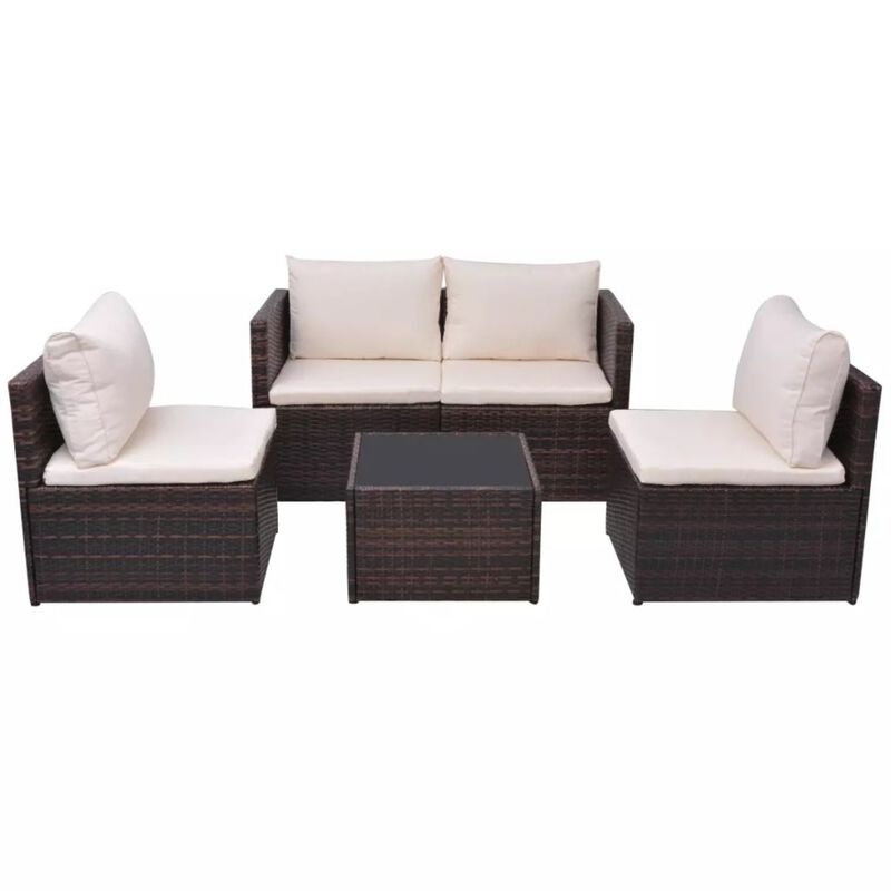 vidaXL Garden Sofa Set 13 Pieces Poly Rattan Brown