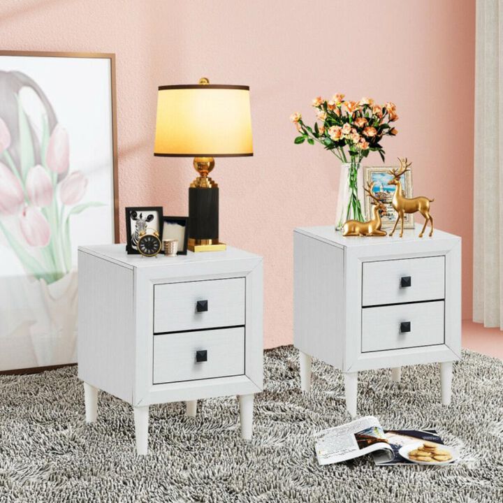 Hivvago 2Pcs Multipurpose Retro Nightstand with 2 Drawers