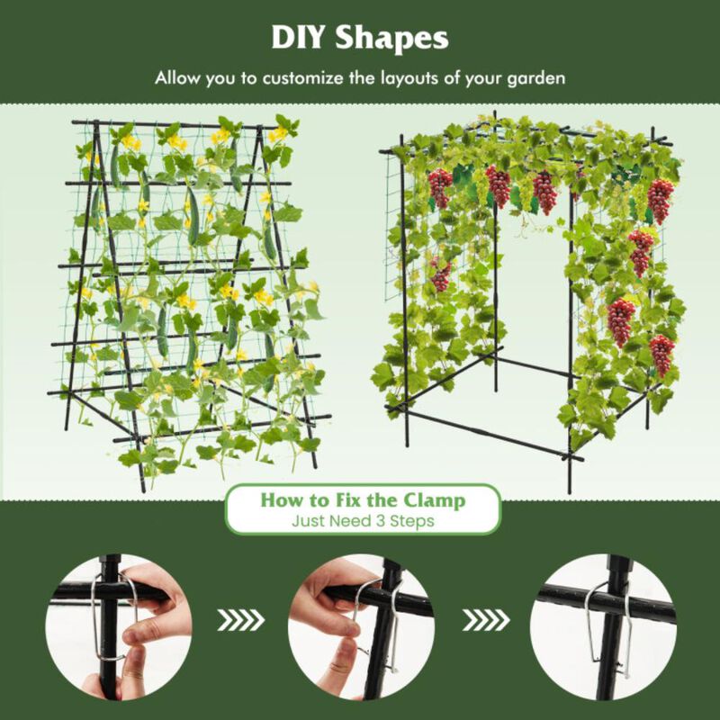 Hivvago A-Frame Garden Cucumber Trellis with Netting for Climbing Plants Outdoor