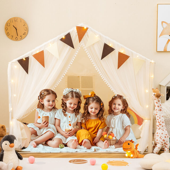 Toddler Playhouse Tent with Door, Curtains & Windows Indoor & Outdoor Play Tent