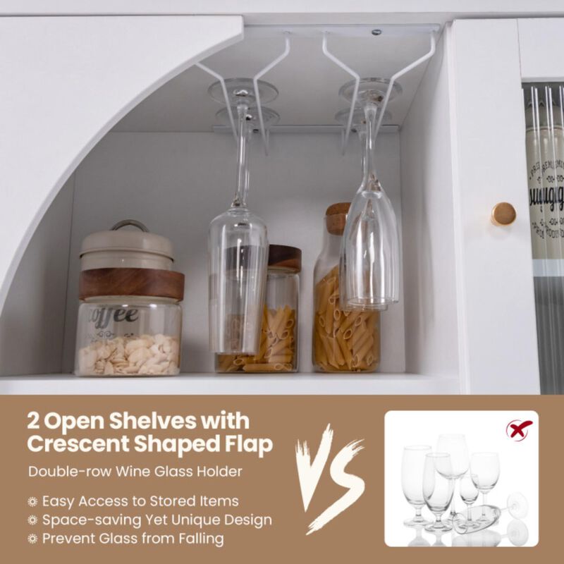 Hivvago Kitchen Sideboard with Glasses Holder for Living Room Dining Room