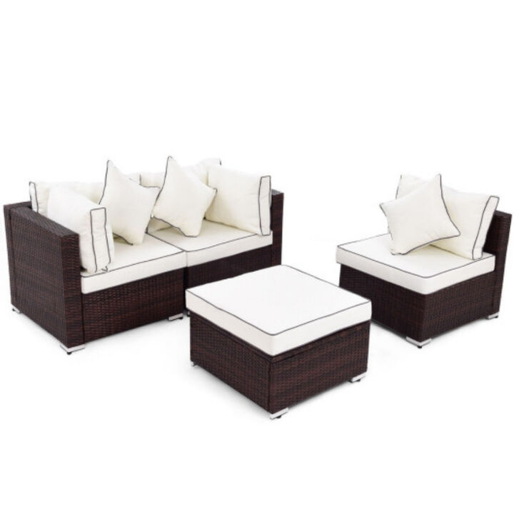 4 pcs Wicker Rattan Sofa Furniture Set