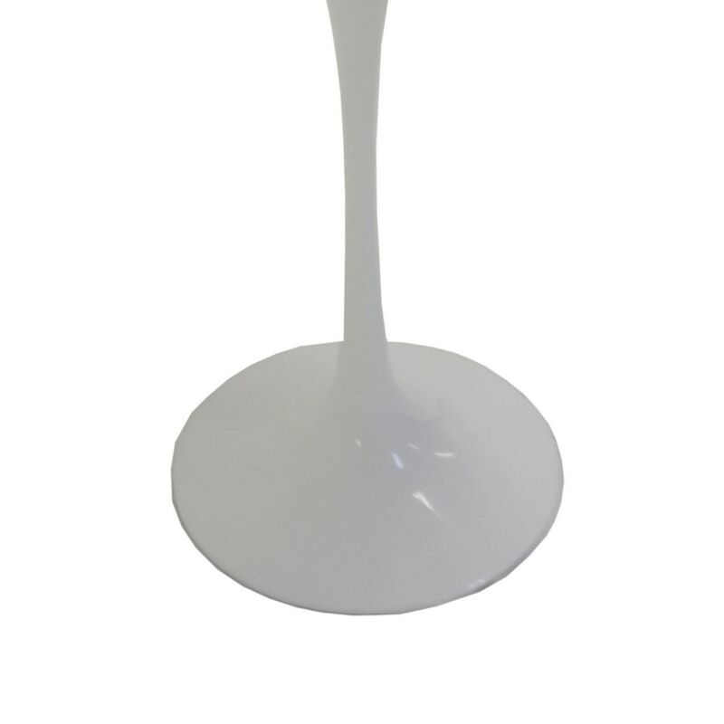 Sufi 21 Inch Side End Table, Round Top, Pedestal Base, Marble White Finish - Benzara