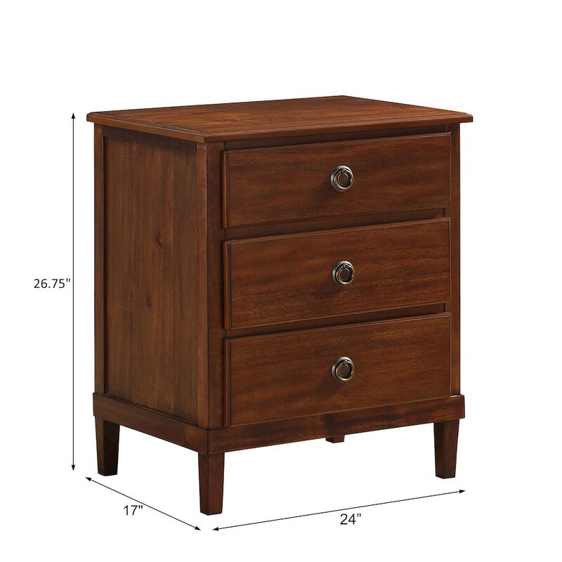 Comfort Pointe Cambridge Brown 3-Drawer Nightstand