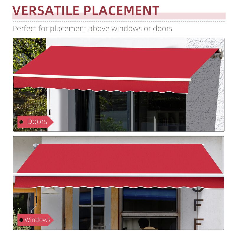 Wine Red Outdoor Shade: 12'x10' Manual Retractable Awning