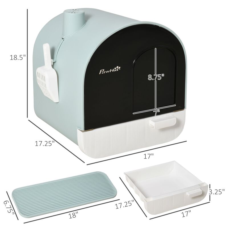Green Cat Hygiene: Covered Litter Box with Tray & Scoop